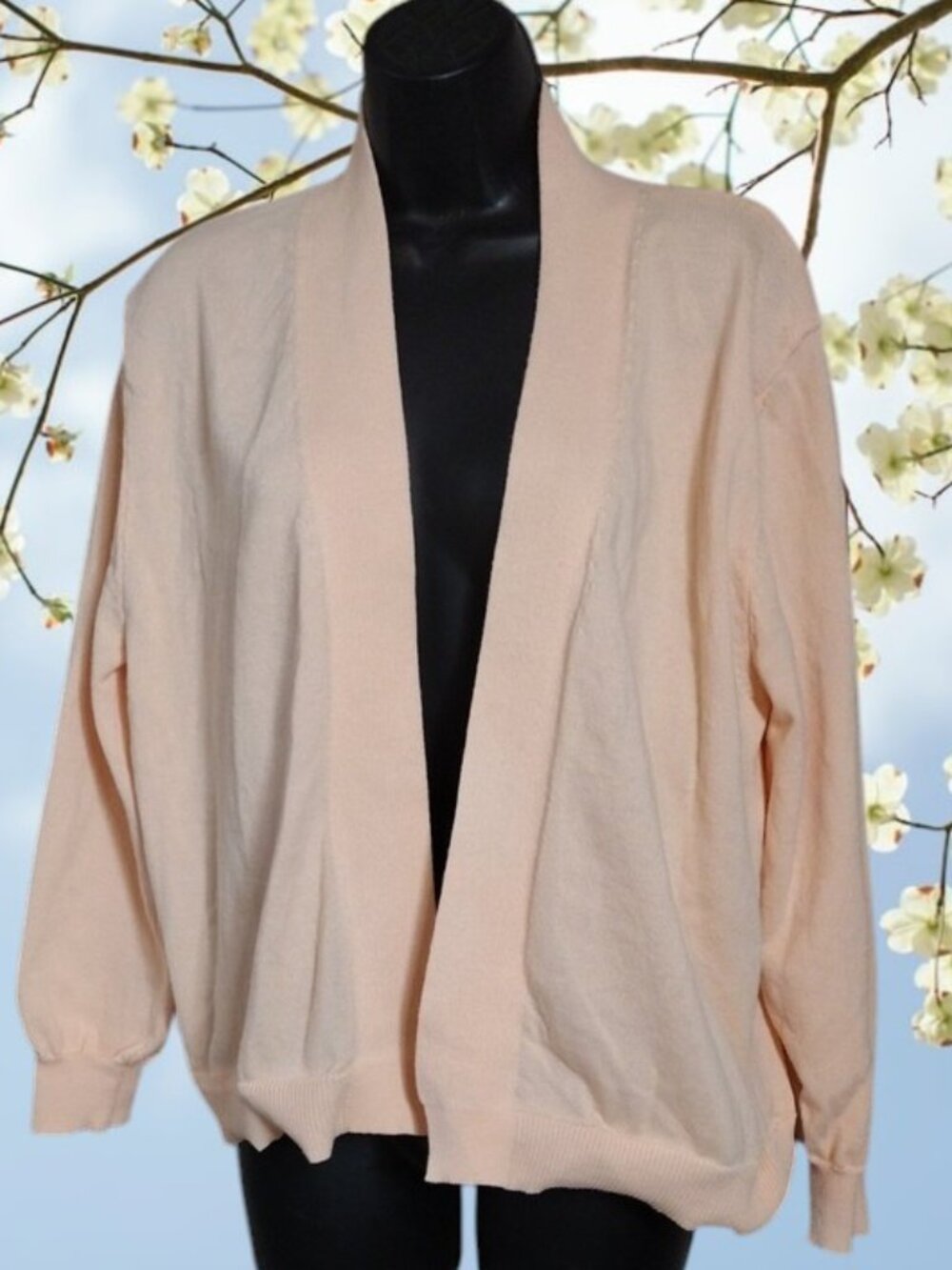 Women’s Open-Front Peach Color Cardigan Sweater Size large